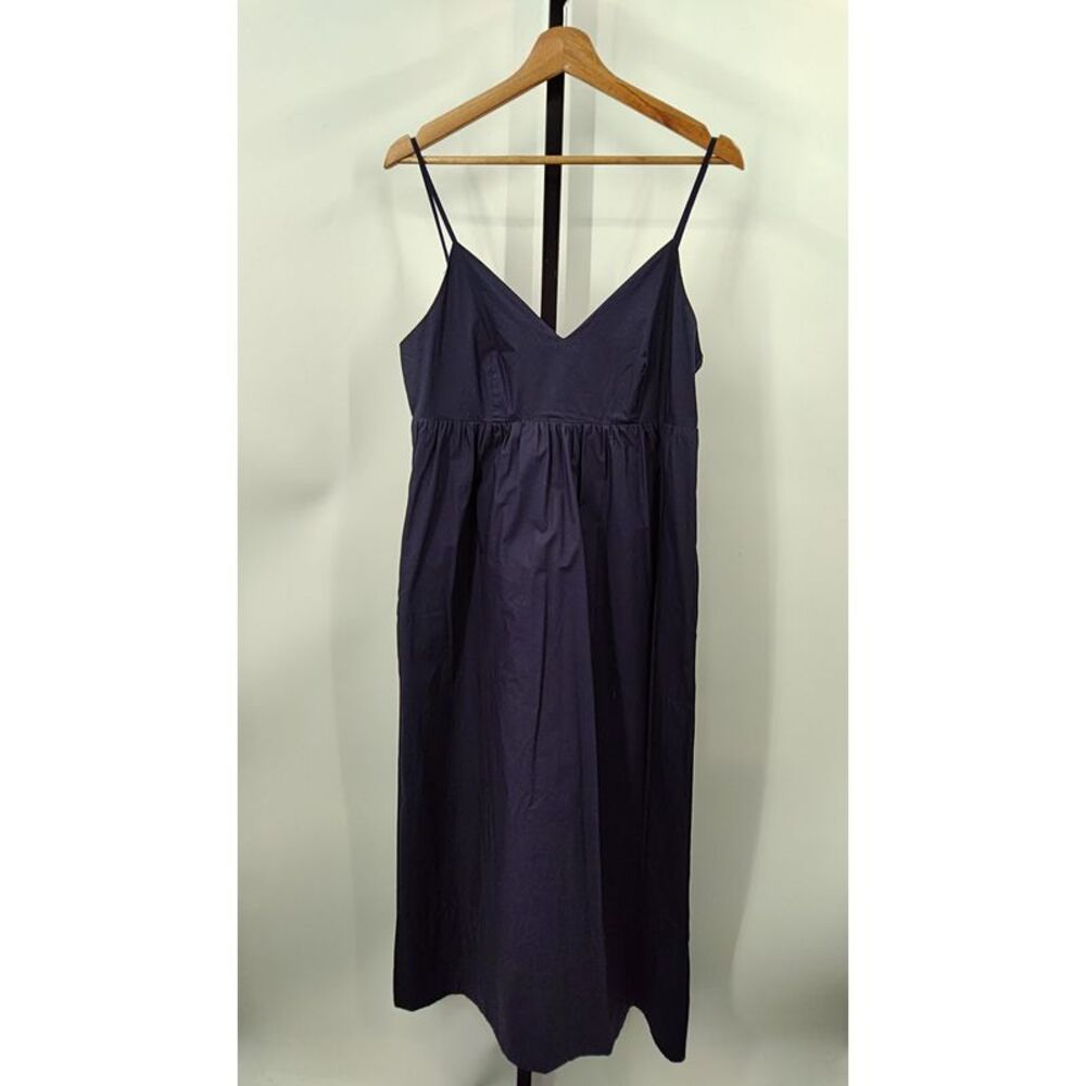 Quince Deep Navy Spaghetti-Strap Midi Dress